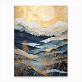 Gold And Blue Landscape Canvas Print