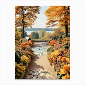 Versailles Gardens, France In Autumn Fall Illustration 0 Canvas Print