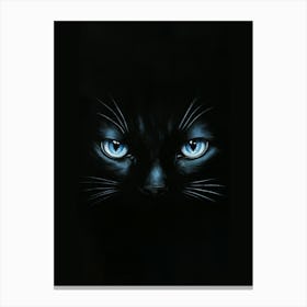 Black Cat With Blue Eyes Canvas Print