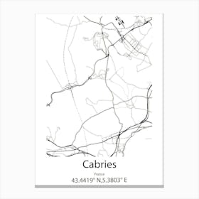 Cabries,France Minimalist Map Canvas Print