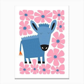 Nursery Woodland Animal Pink Floral Canvas Print