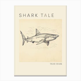 Tiger Shark Vintage Illustration 3 Poster Canvas Print