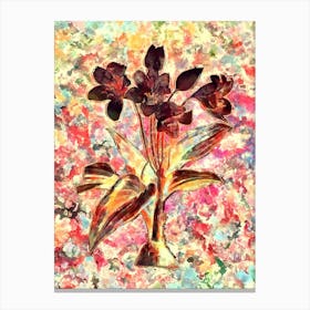 Impressionist Crinum Giganteum Botanical Painting in Blush Pink and Gold Canvas Print