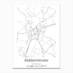 Kidderminster,United Kingdom Minimalist Map Stampe su tela