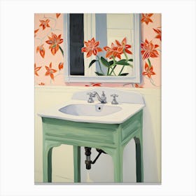 Bathroom Vanity Painting With A Amaryllis 3 Canvas Print