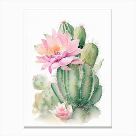 Easter Cactus Pastel Watercolour 1 Canvas Print