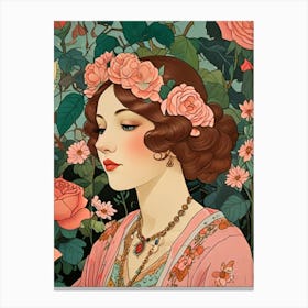 Lady With Roses Canvas Print