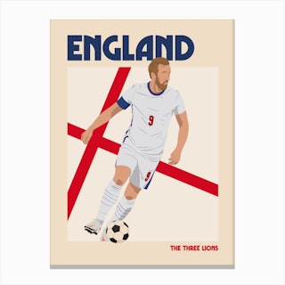 England World Cup Football Retro Illustration Canvas Print