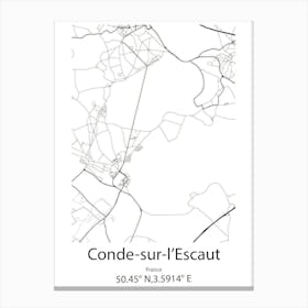 Conde Sur L Escaut,France Minimalist Map Canvas Print