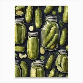 Pickles In Jars Seamless Pattern Canvas Print