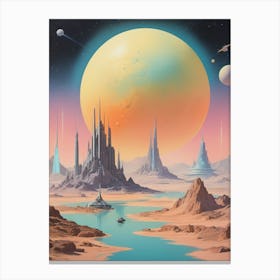 Alien Landscape vintage retro sci-fi art 2 Canvas Print