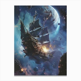 Fantasy Ship Floating in the Galaxy 9 Canvas Print