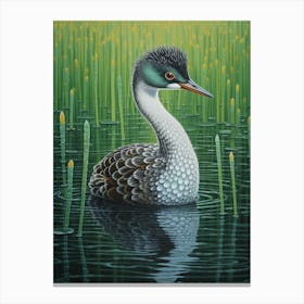 Ohara Koson Inspired Bird Painting Grebe 3 Canvas Print