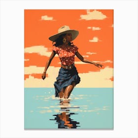 Cowgirl In Sea 2 Canvas Print