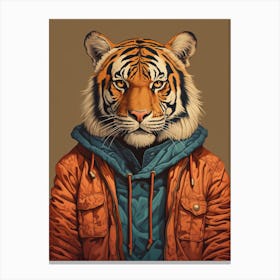 Tiger Illustrations Wearing A Hoodie 4 Canvas Print