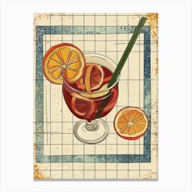 Sangria Illustration On A Tiled Background Canvas Print