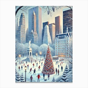 New York City Travel Christmas Painting Christmas In New York City 3 Canvas Print