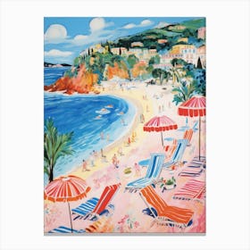 Porto Cervo, Sardinia   Italy Beach Club Lido Watercolour 4 Canvas Print