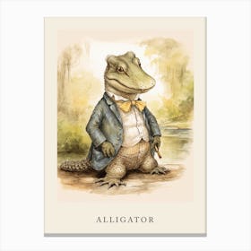 Beatrix Potter Inspired  Animal Watercolour Alligator 2 Canvas Print