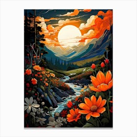 Sunset In The Mountains Canvas Print