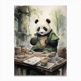 Panda Art Board Gaming Watercolour 4 Canvas Print