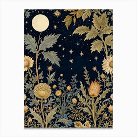 Moon And Flowers Style William Morris 35 Canvas Print