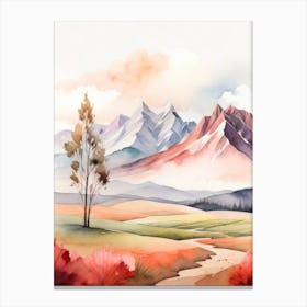 Tranquil Mountains In Minimalist Watercolor Vertical Composition 46 Canvas Print