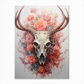 Skull And Roses Canvas Print