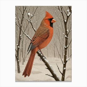 Cardinal In Snow no2 Canvas Print