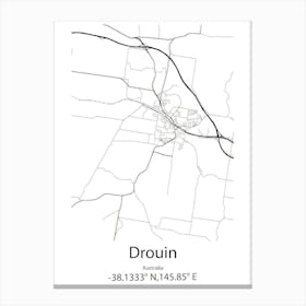 Drouin,Australia Minimalist Map Canvas Print