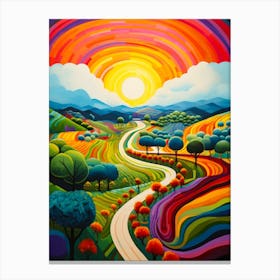 Folk Art Vibrant Countryside Canvas Print