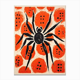 Spider, Woodblock Animal  Drawing 2 Canvas Print