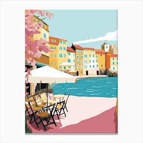 Collioure, France, Flat Pastels Tones Illustration 2 Canvas Print