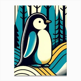 Penguin In The Woods Canvas Print