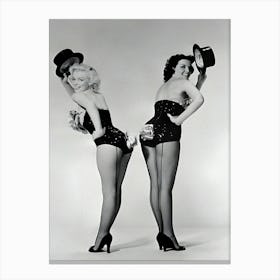 Marilyn Monroe And Jane Russell Standing Back To Back Canvas Print