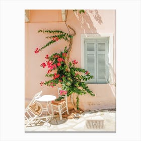 Greek Island Summer Shutters Canvas Print