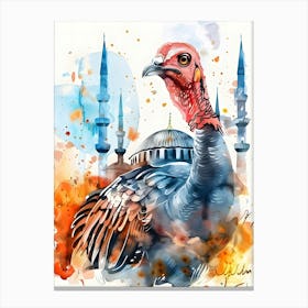 Watercolor Turkey Illustration Canvas Print