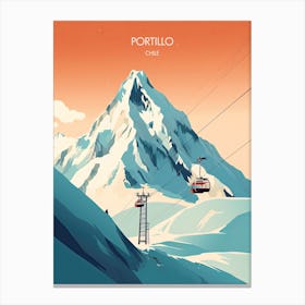 Poster Of Portillo   Chile, Ski Resort Illustration 1 Canvas Print