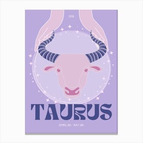 Purple Zodiac Taurus Canvas Print
