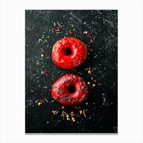 Red sweet donut — Food kitchen poster/blackboard, photo art Canvas Print