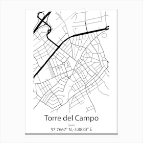 Torre Del Campo,Spain Minimalist Map Canvas Print