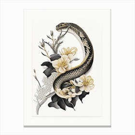 Common Keelback Snake Gold And Black Canvas Print
