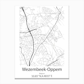 Wezembeek Oppem,Belgium Minimalist Map Canvas Print