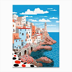 Polignano A Mare, Italy, Illustration In The Style Of Pop Art 3 Canvas Print