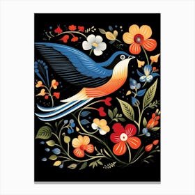 Folk Bird Illustration Barn Swallow 4 Canvas Print