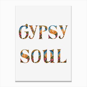 Gypsy Soul - Flower Power Tarot Sun By Free Spirits and Hippies Official Wall Decor Artwork Hippy Bohemian Meditation Room Typography Groovy Trippy Psychedelic Boho Yoga Chick Gift For Her and Him Music Makers Canvas Print
