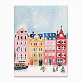 Denmark Copenhagen Travel Christmas Painting Canvas Print