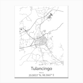 Tulancingo,Mexico Minimalist Map Canvas Print