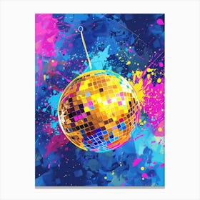 Disco Ball On A Blue Background Canvas Print