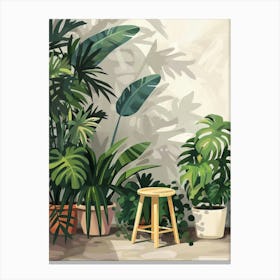 Illustration Of A Tropical Garden Canvas Print